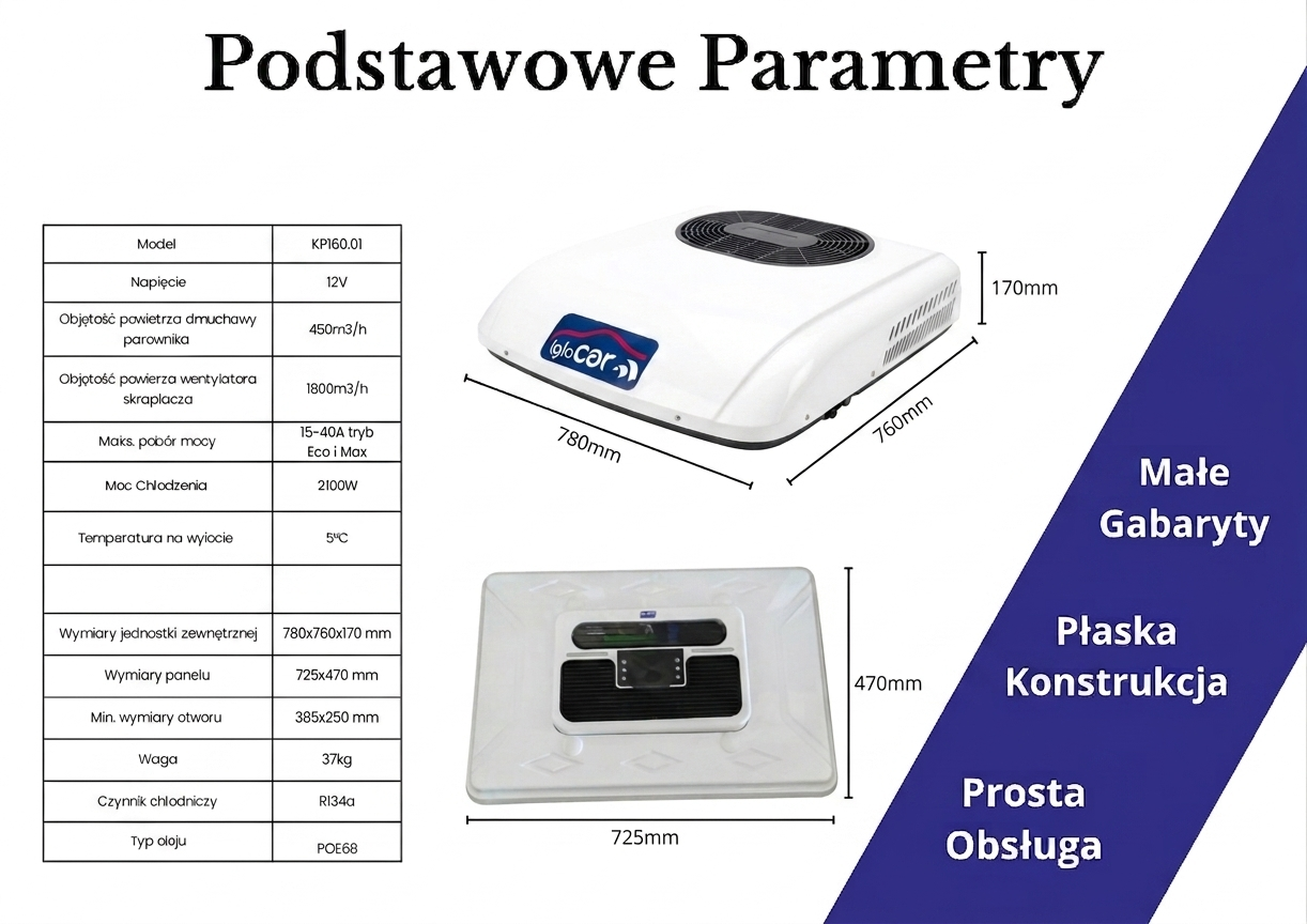 Klimatyzacja dachowa KP160.01 12V + Zasilacz 230V - obrazek 8